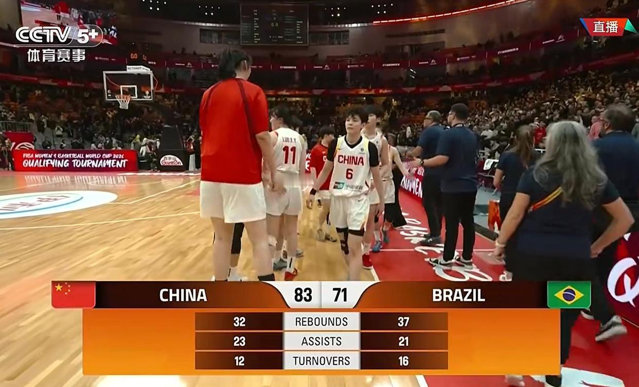 中国女篮83-71战胜巴西女篮，世预赛小祖赛，除了输给比利时女篮之外，其他几场比