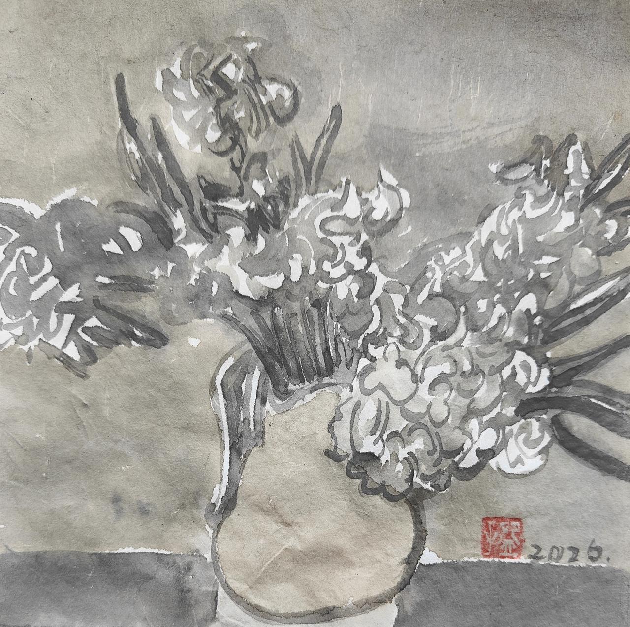 碗子的纸片水墨《花系列No3》