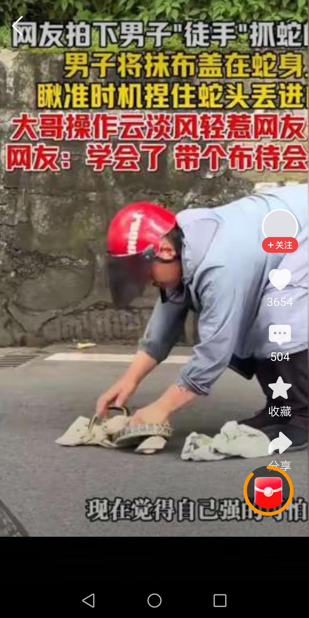 男子“徒手”抓蛇操作云淡风轻。全程丝毫不慌，网友：高手在民间
 
街头一幕惊险画