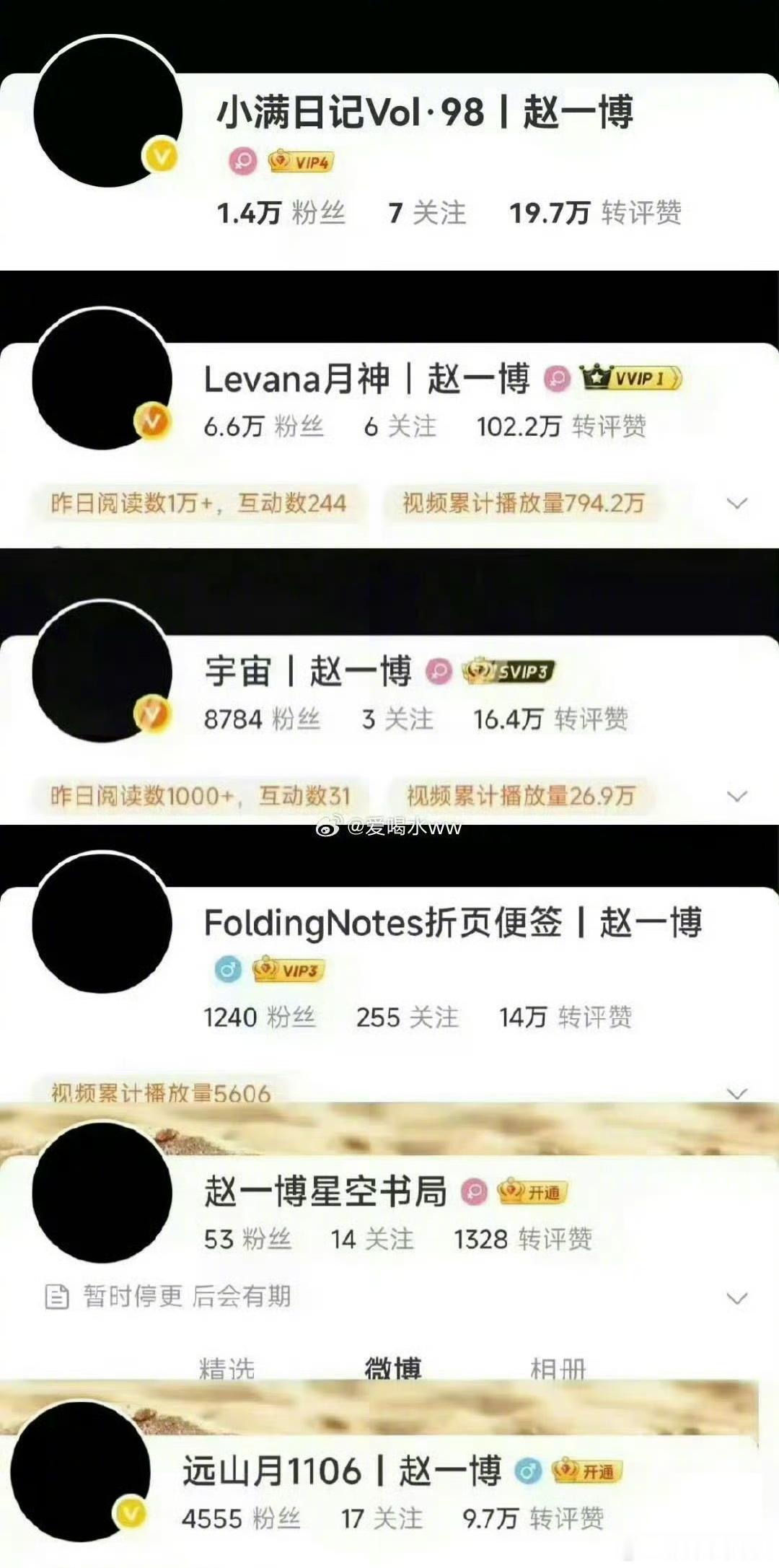 赵一博多个站姐黑头像，说他公益是在做人设，内衣还是女朋友穿过的。果然站姐脱粉一定