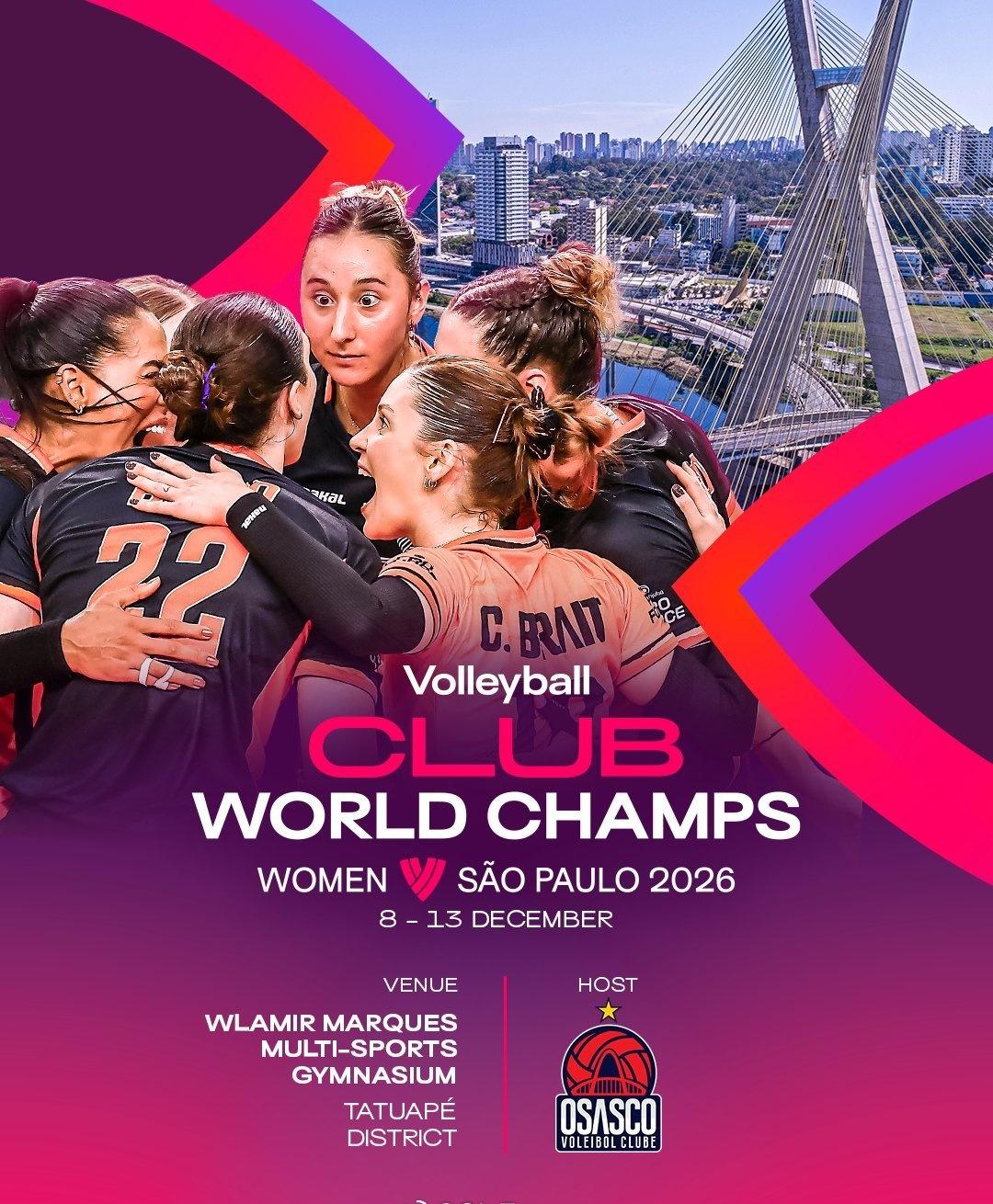 8月4日，国际排联宣布，2026年女排世俱杯将于12月8-13日在巴西圣保罗举行