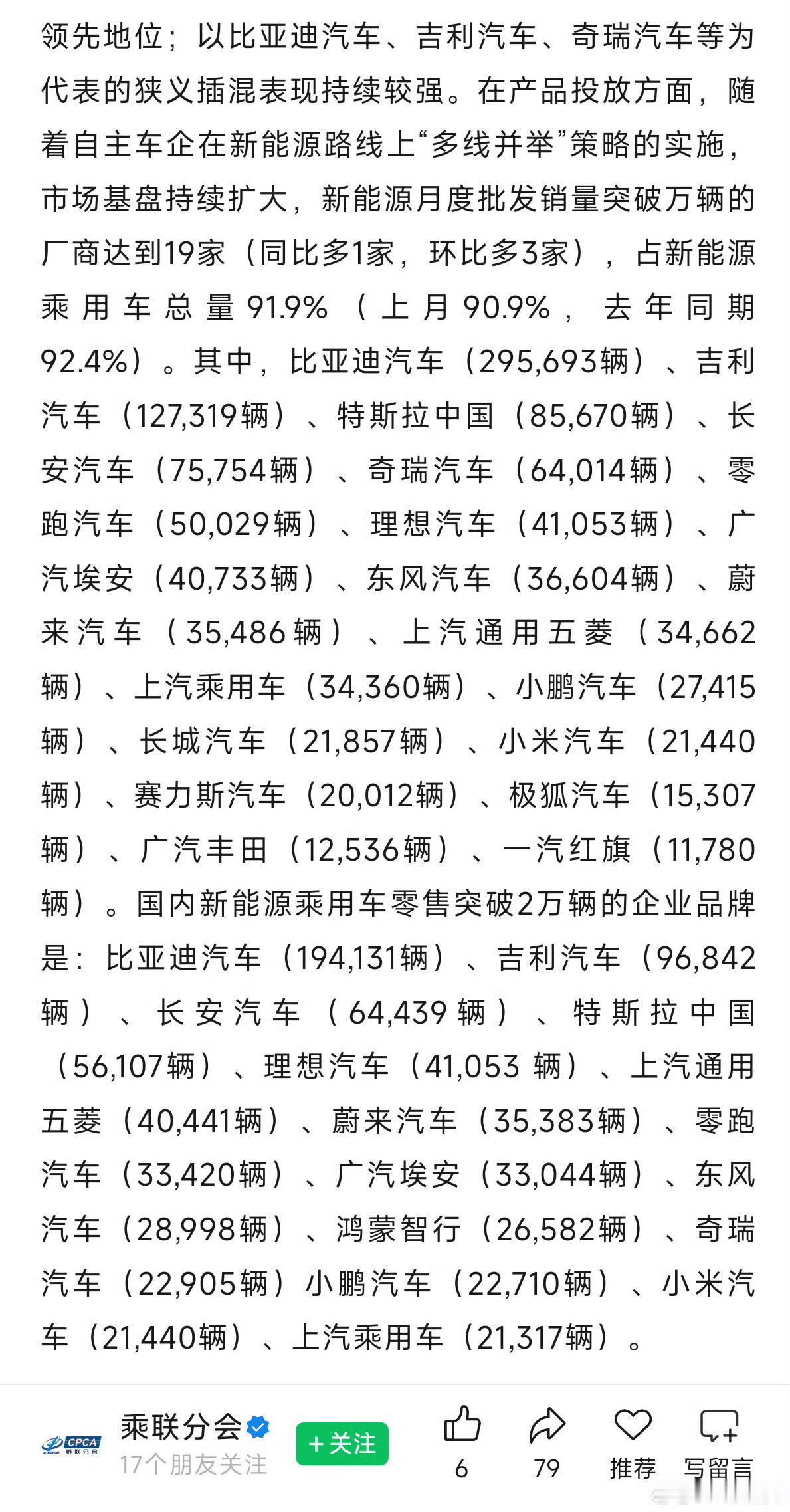 乘联会数据，三月份汽车厂商新能源车型销量。比亚迪：295693吉利：127319