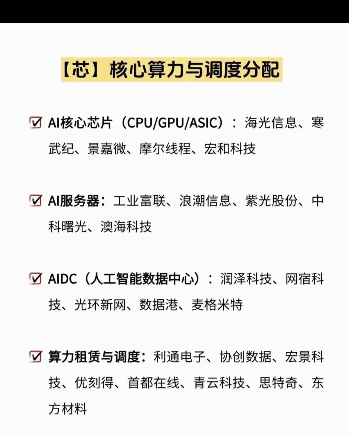 2026算力进入新需求时代一、AI 芯片/算力芯片核心代表：寒武纪、海光信息、澜