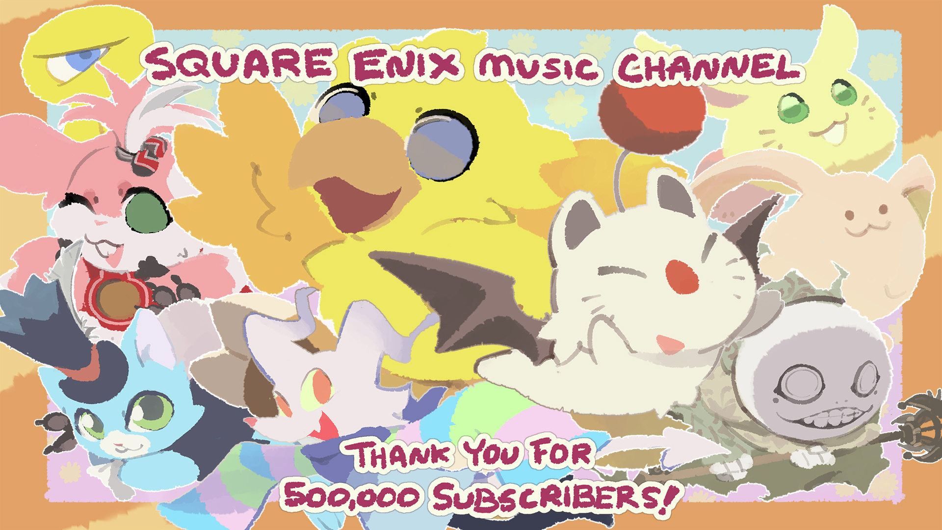 Square Enix Music频道获得五十万订阅，官方发布了一张贺图（由X用