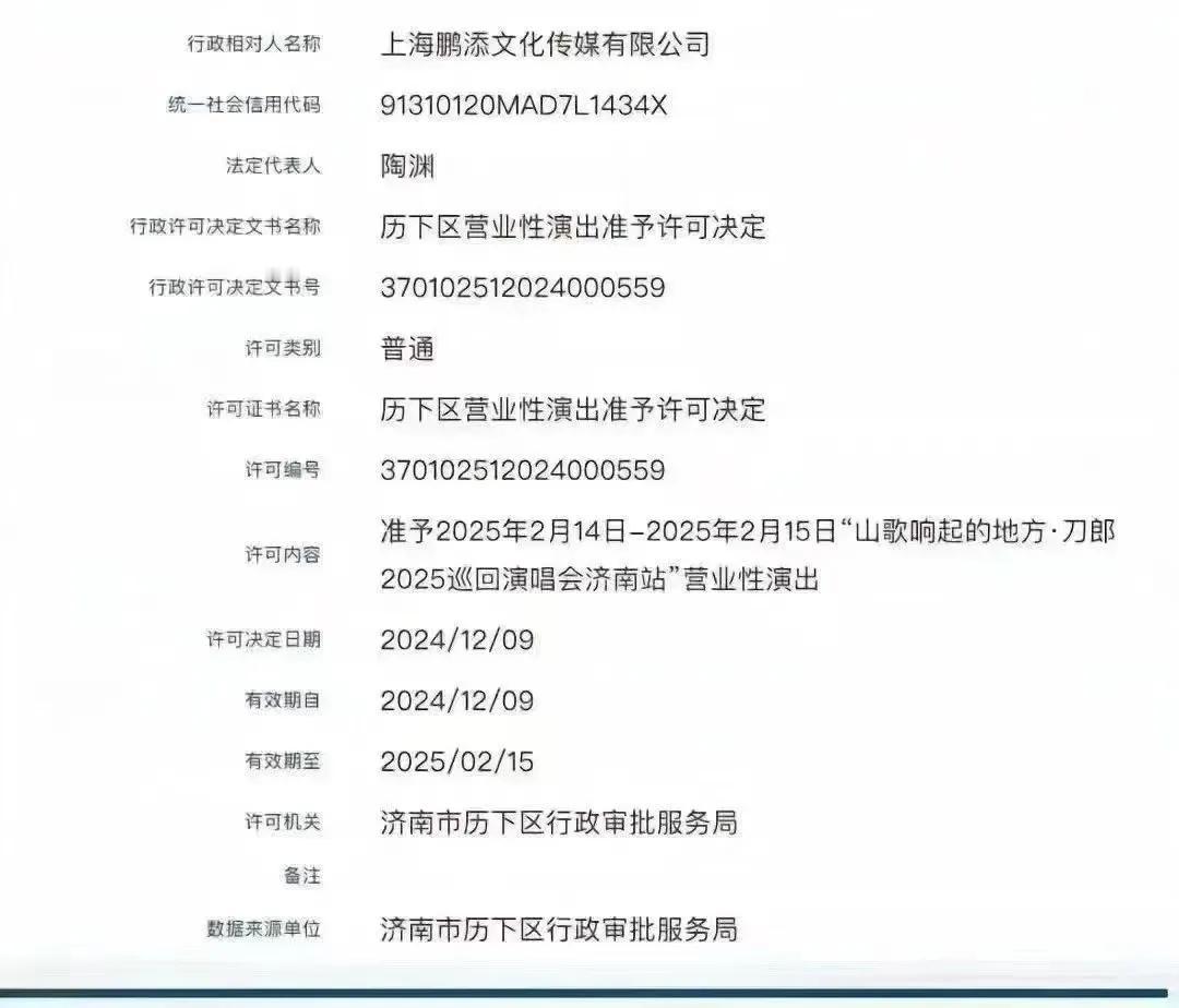 网上看到消息，说是刀郎要来济南演出了！还是2025年的情人节！

如果是真的，一