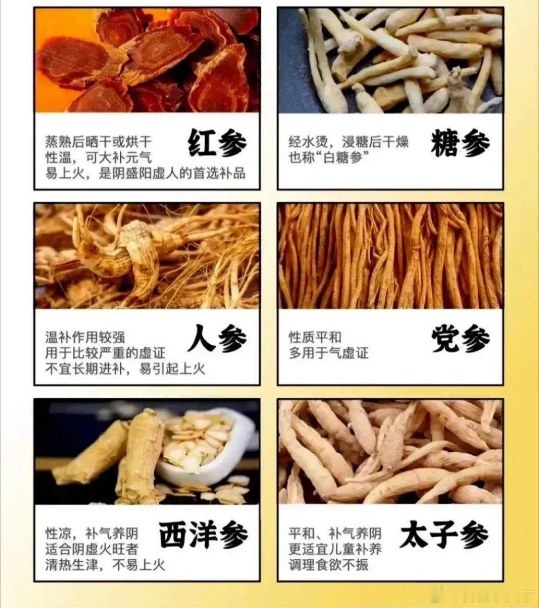 六种参的区别，儿童一般用太子参，保存吧 ​​​