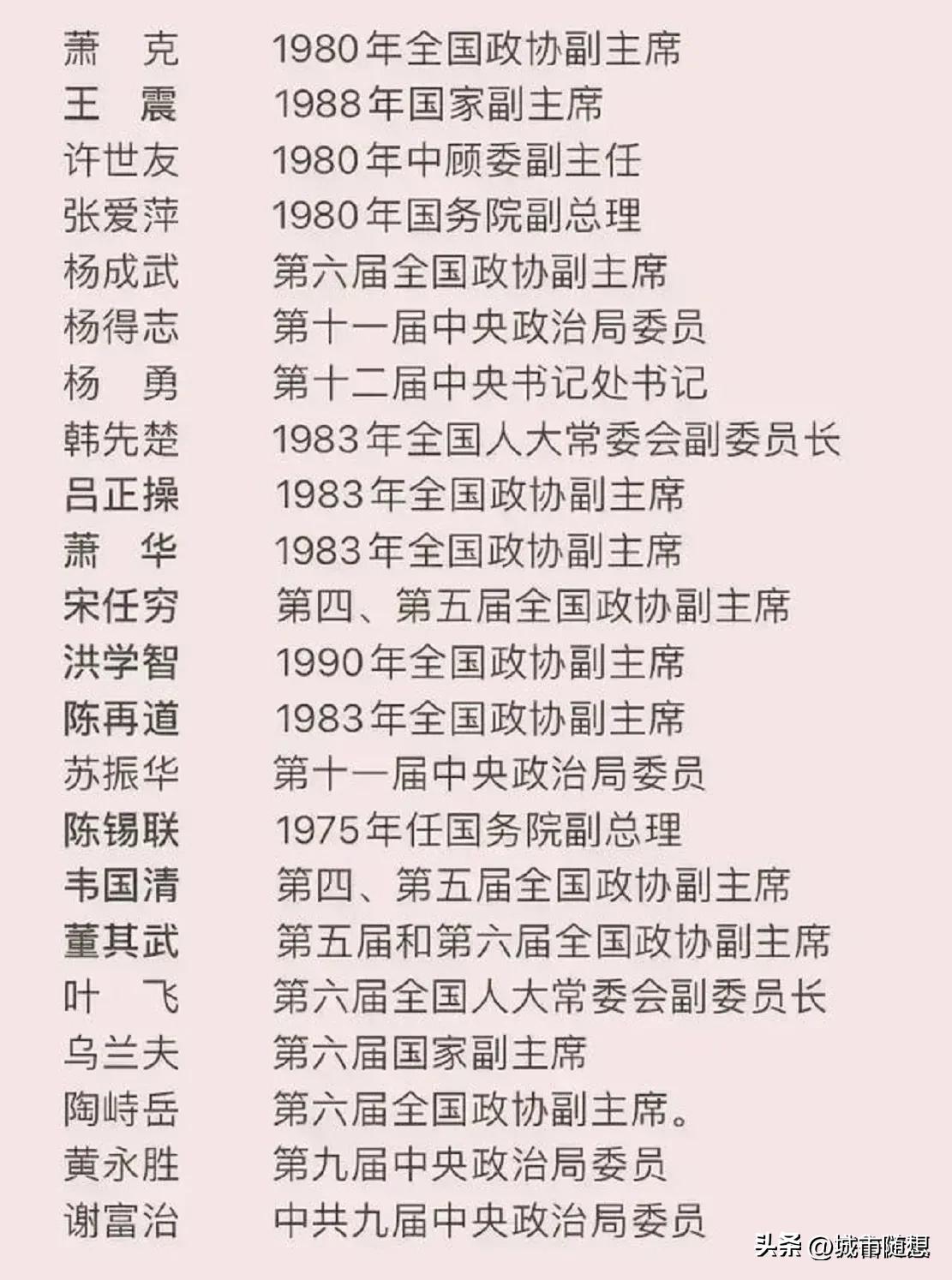 担任过国家领导人的开国上将一览。
这22位上将曾担任过国家领导人。
乌兰夫、王震