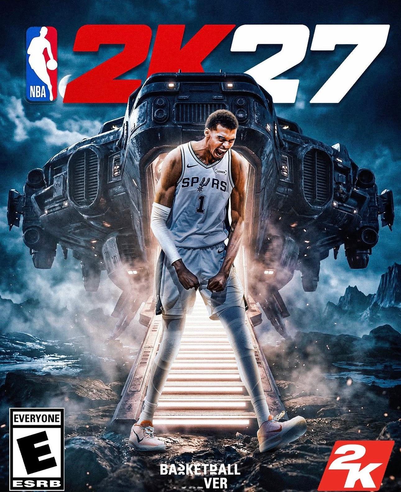 实至名归！文班亚马￼成为NBA2K27封面人物。 