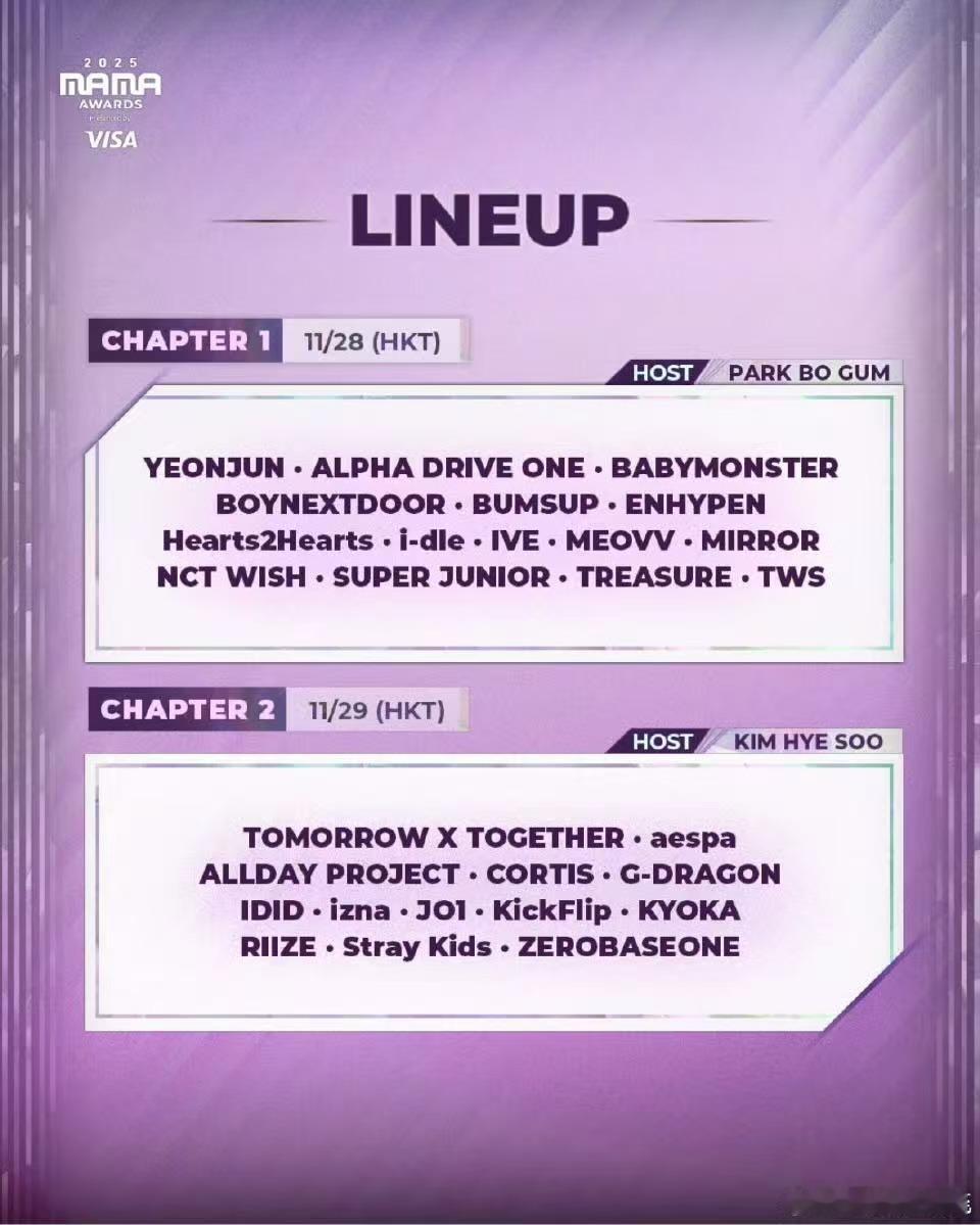 MAMA最终表演嘉宾阵容，崔然竣、ALD1、BABYMONSTER 、BND、B