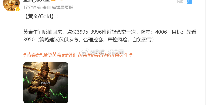 到达位置，空单入场，行情立竿见影！黄金3995-3996空现回落3984一线，空