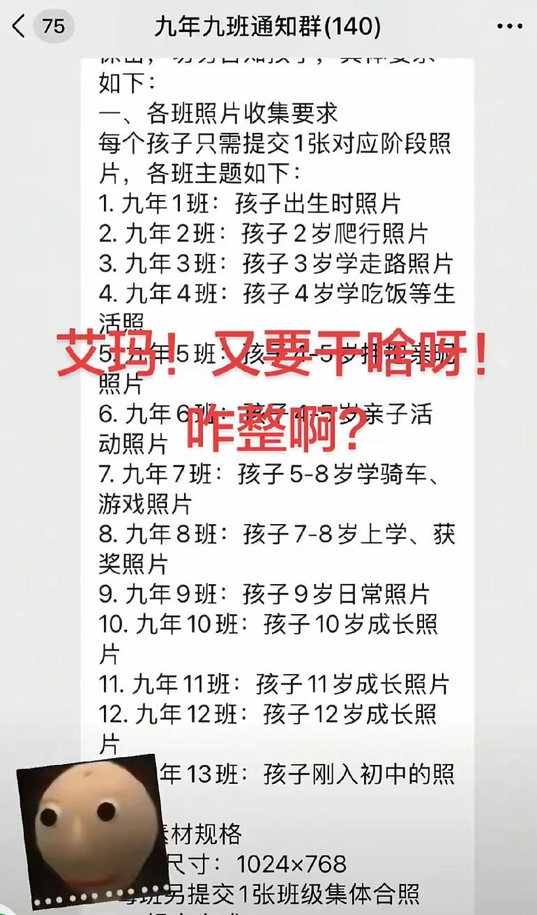 学校让家长上交的照片，
学校这是要干嘛？
涉及隐私，拒绝提供！
家长们太配合了，