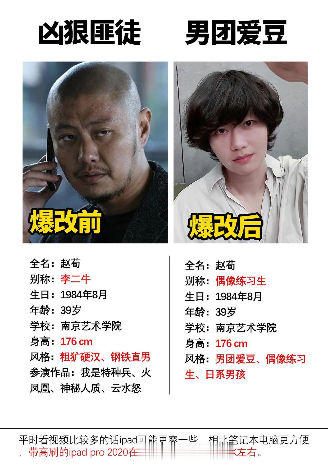 演员的颜值可塑性真的很大#数码科技 #赵荀