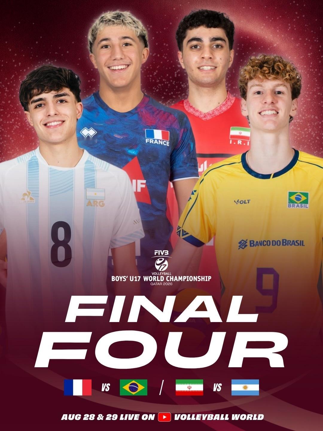 -【2026年U17男排世锦赛】🔵半决赛：8月28日19:00法国🇫🇷vs