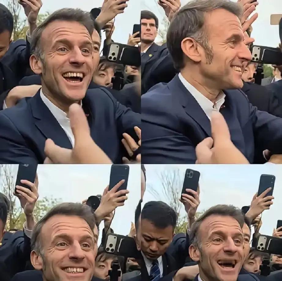 马克龙这波操作太圈粉了！刚结束访华行程，转头就把成都高校学生追着他合影的视频置顶
