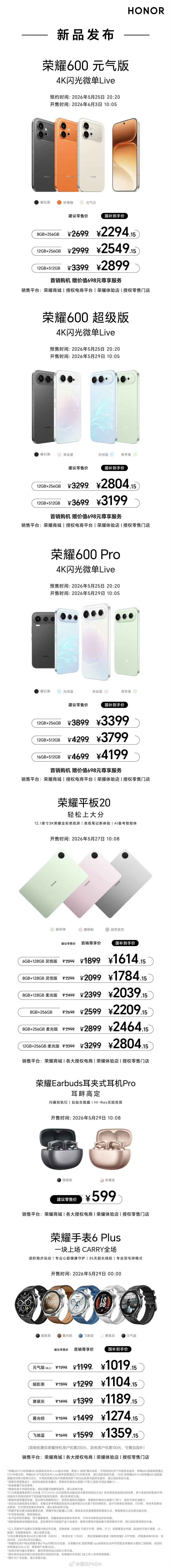 荣耀600价格缩配但是价格在合理范围，标准版和Pro用同一个芯片和屏幕等等，只缩