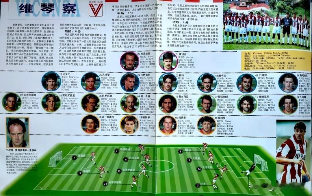 在意甲黄金时代维琴察从95/96赛季升入意甲一直扮演着黑马的角色。球队所所依赖的
