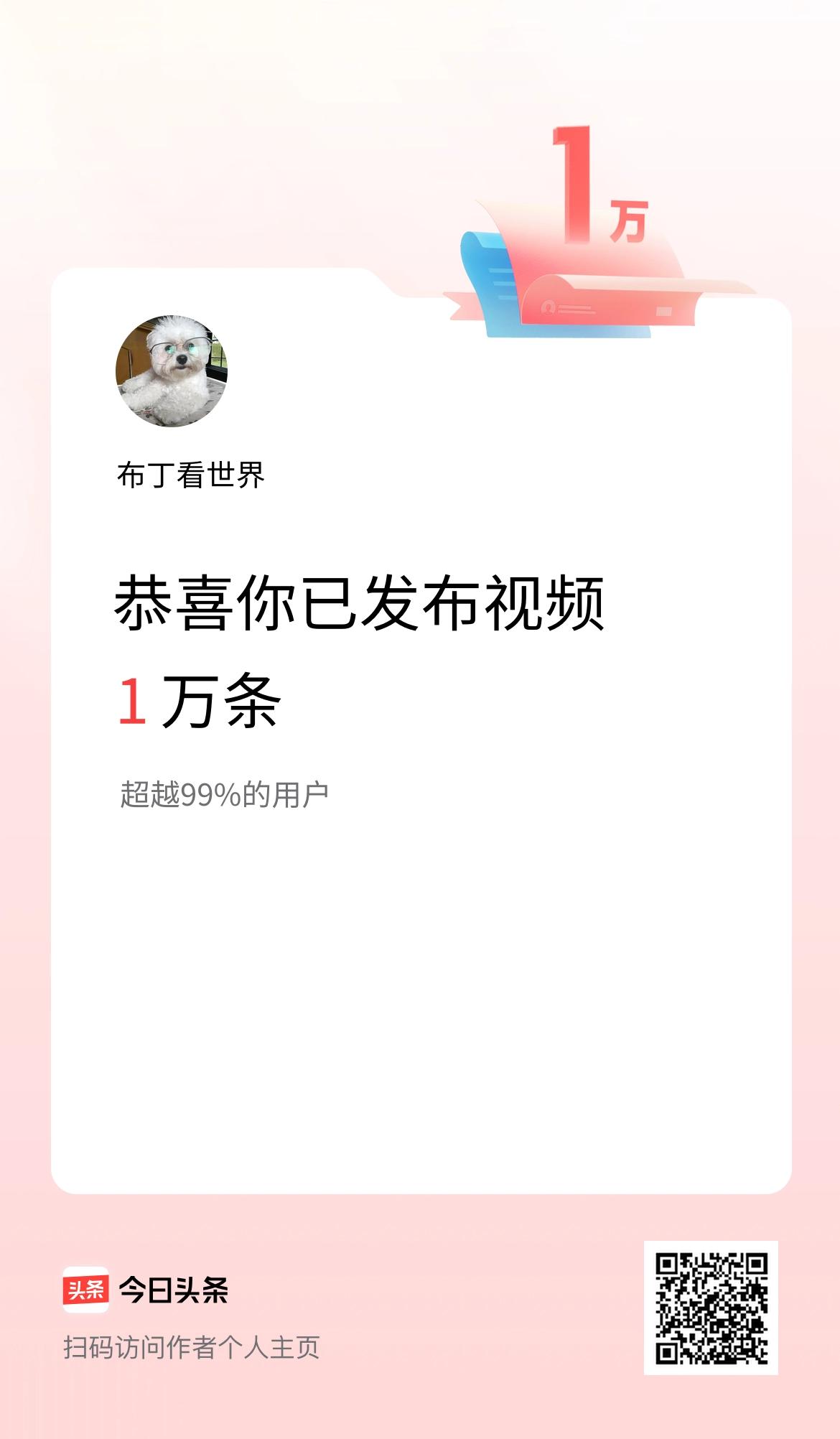 我在头条累计视频投稿1万个