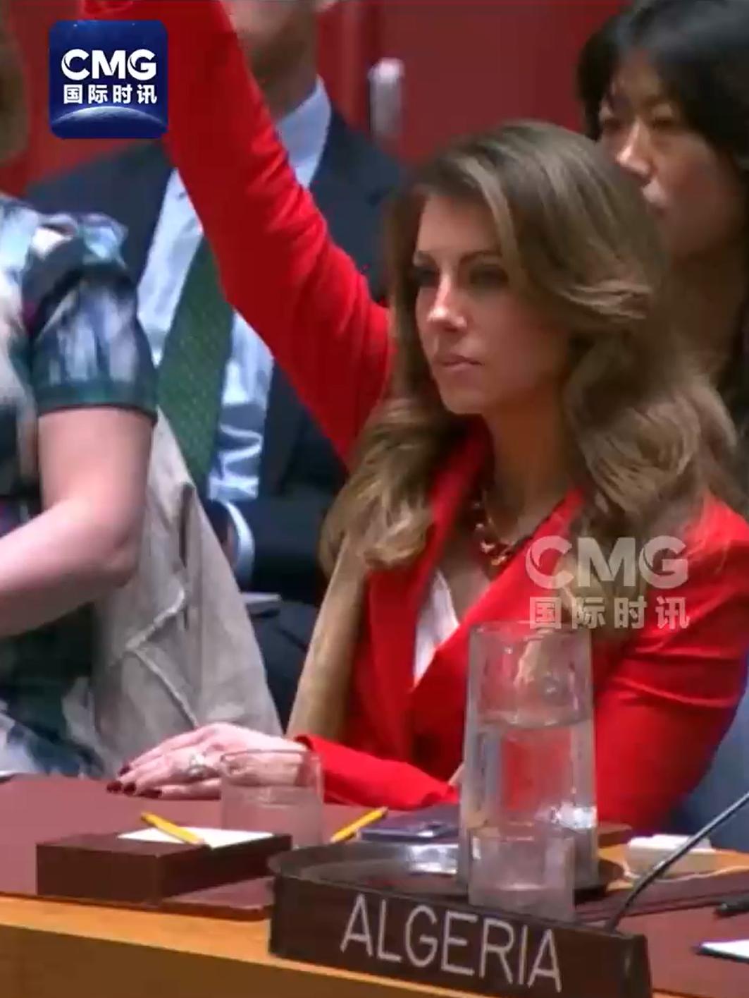 记住这张脸，这是美国驻联合国的代表。

最新的一份，联合国安理会关于加沙停火的草