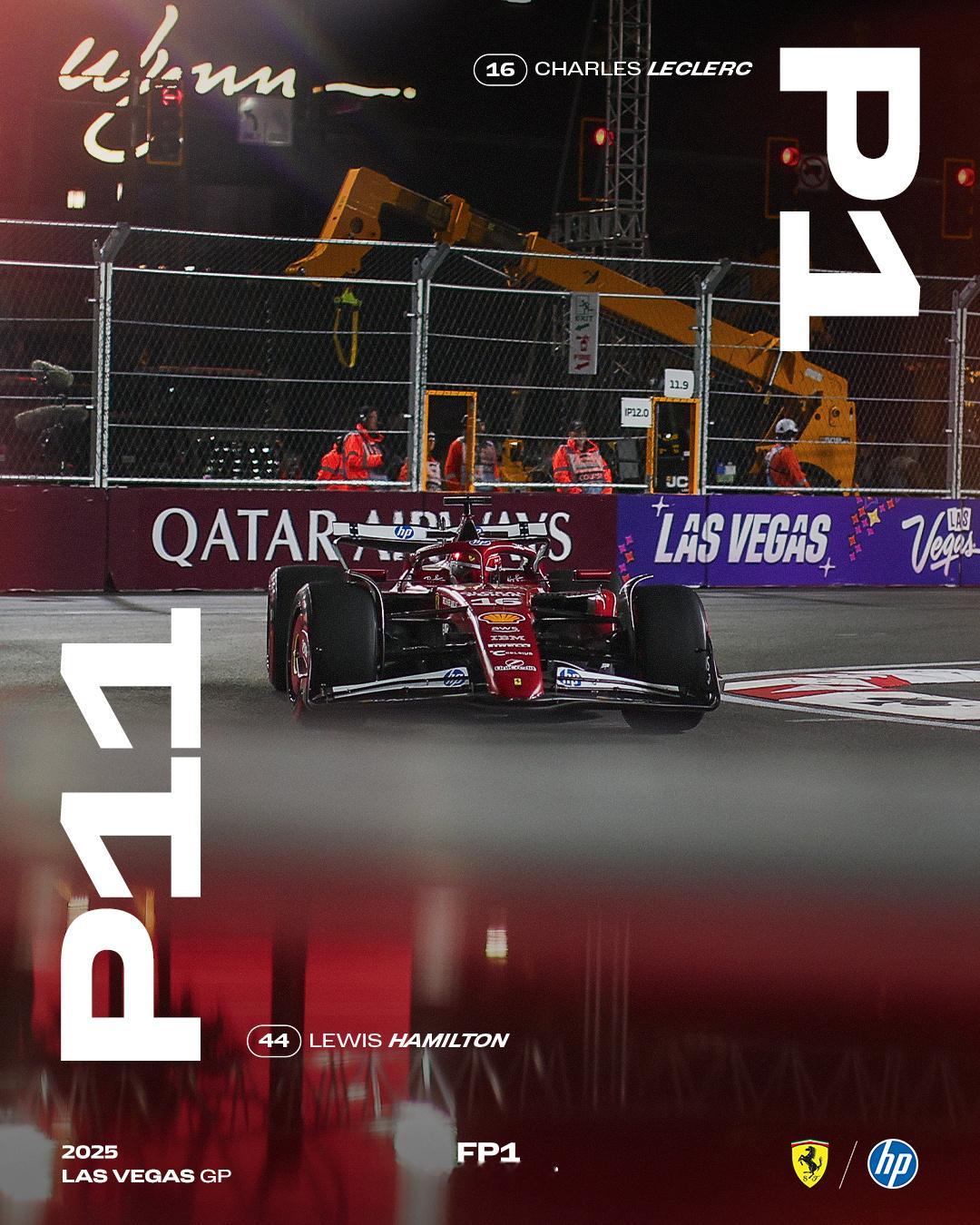 2025赛季F1拉斯维加斯🇺🇸大奖赛 FP1各车队车手成绩海报！👀