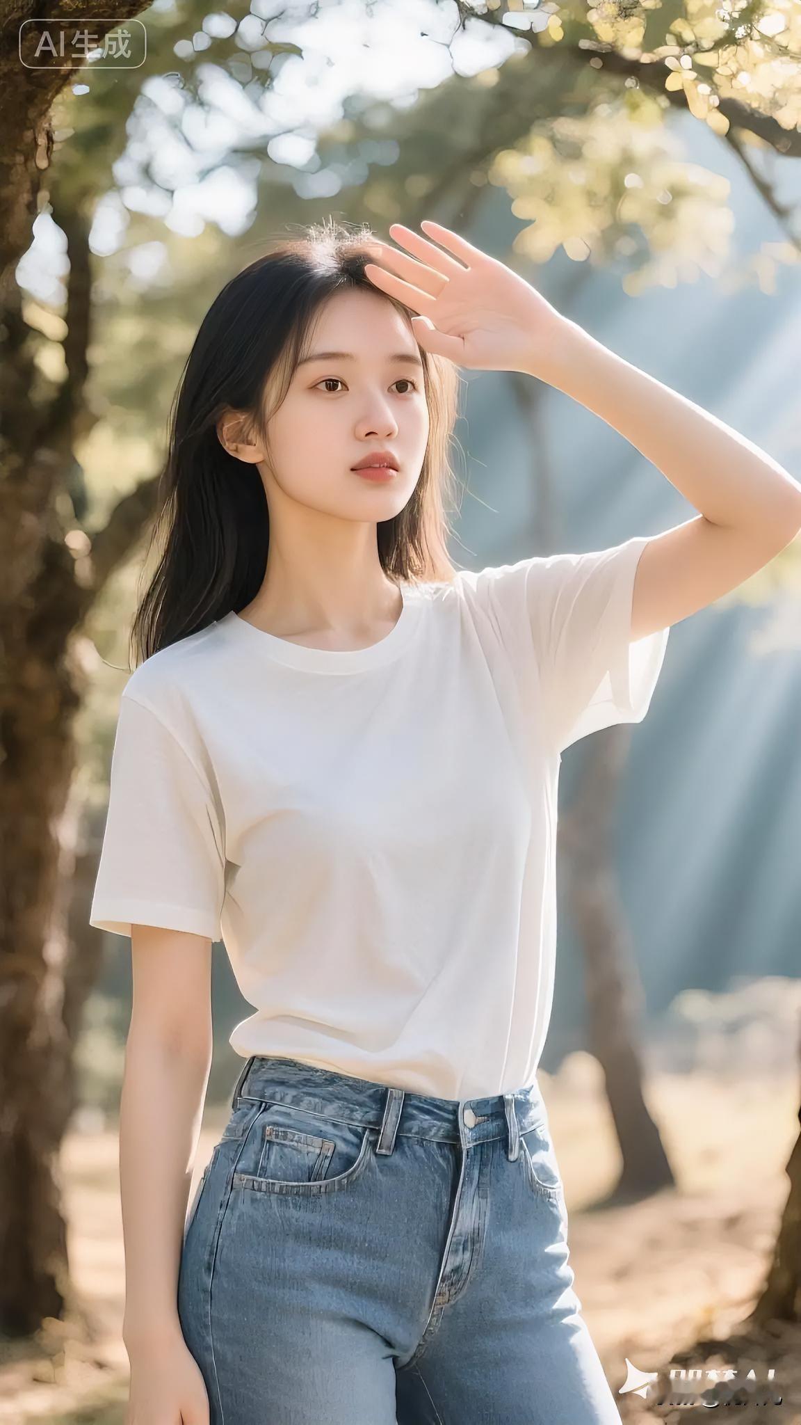 什么是世间最本真的美好？
不过是林间缓缓拂来的清风，穿过枝叶洒落的暖阳。
一身素
