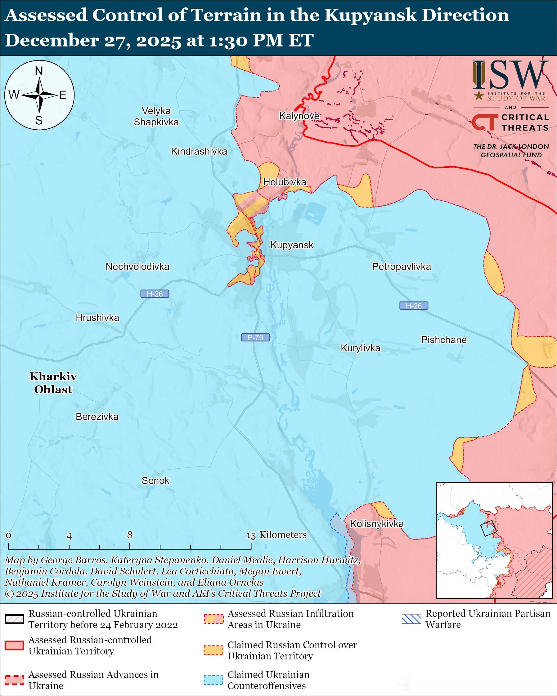 有大量证据表明，乌克兰军队已经解放了库皮扬斯克的大部分地区。 12月16日、20