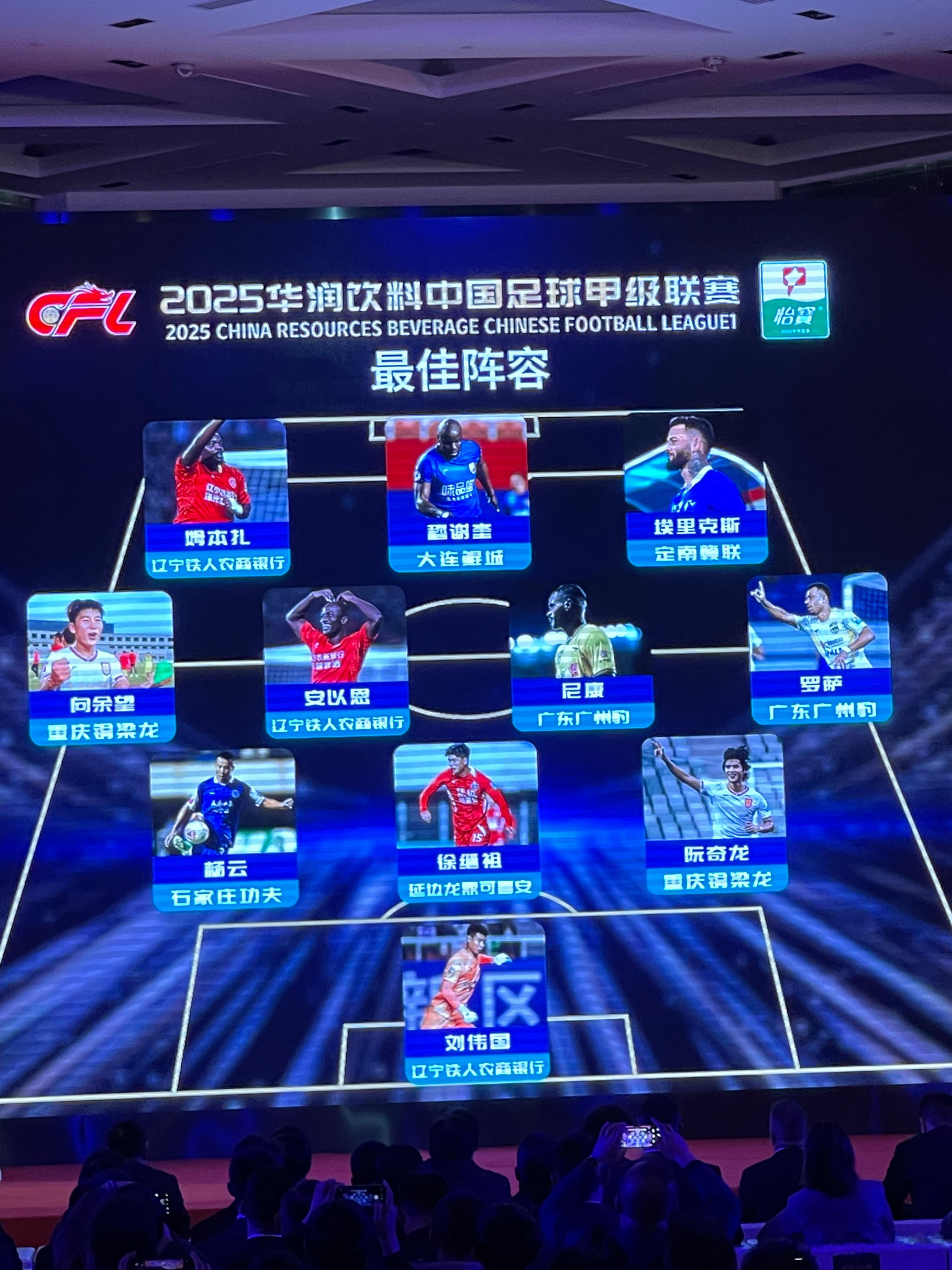 老罗萨入选中甲最佳阵容！！！！中足联颁奖典礼2025赛季中国足球职业联赛颁奖会