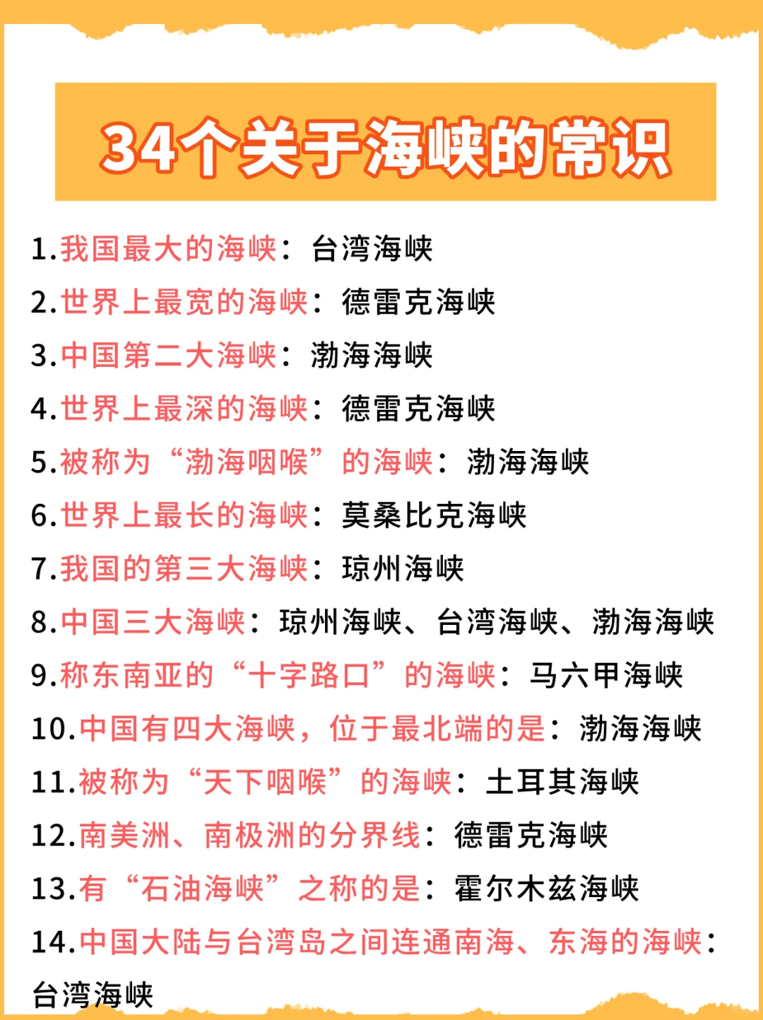 34个关于海峡的常识你知道几个