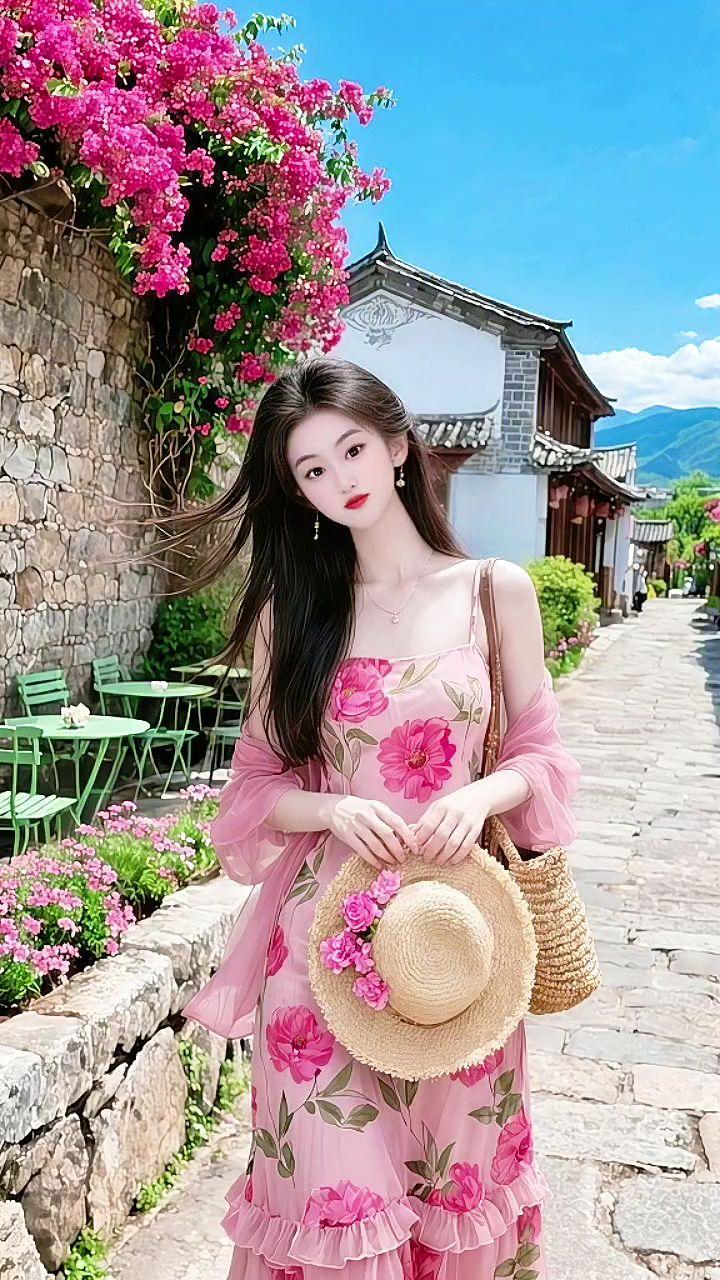 少女感夏日ootd 初夏穿搭 自然温柔风 花墙物语 碎花裙的魅力
