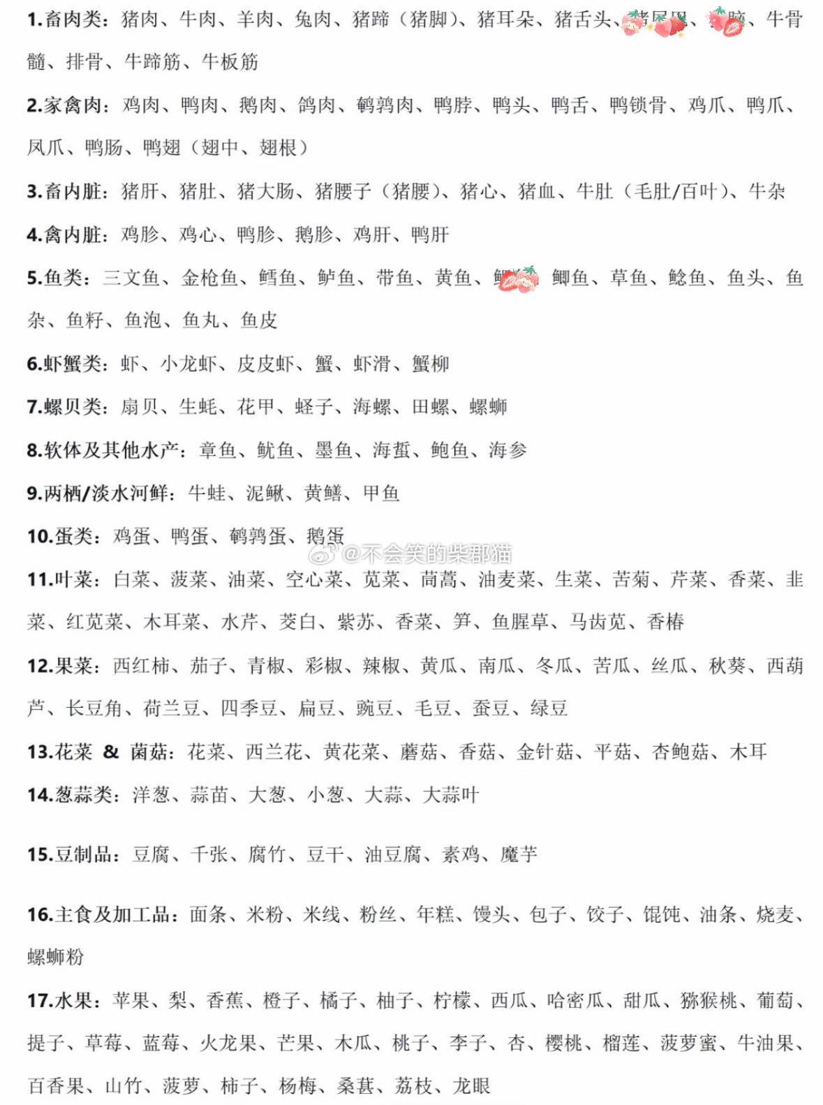 挑食表，我就不吃尾巴、脑花和鲤鱼。吃货一只。 