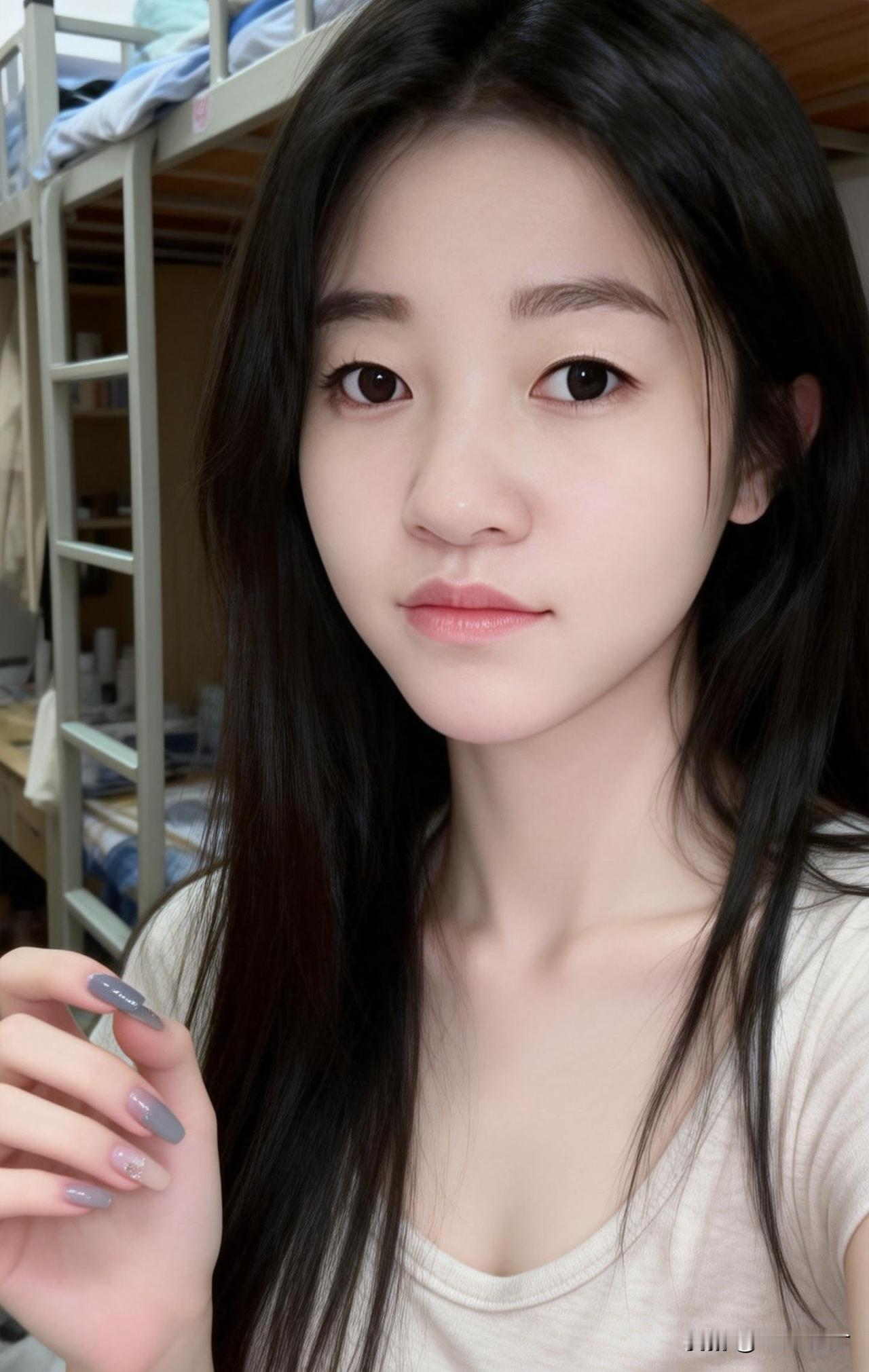 清新自然的美少女，简约穿搭，温柔可人