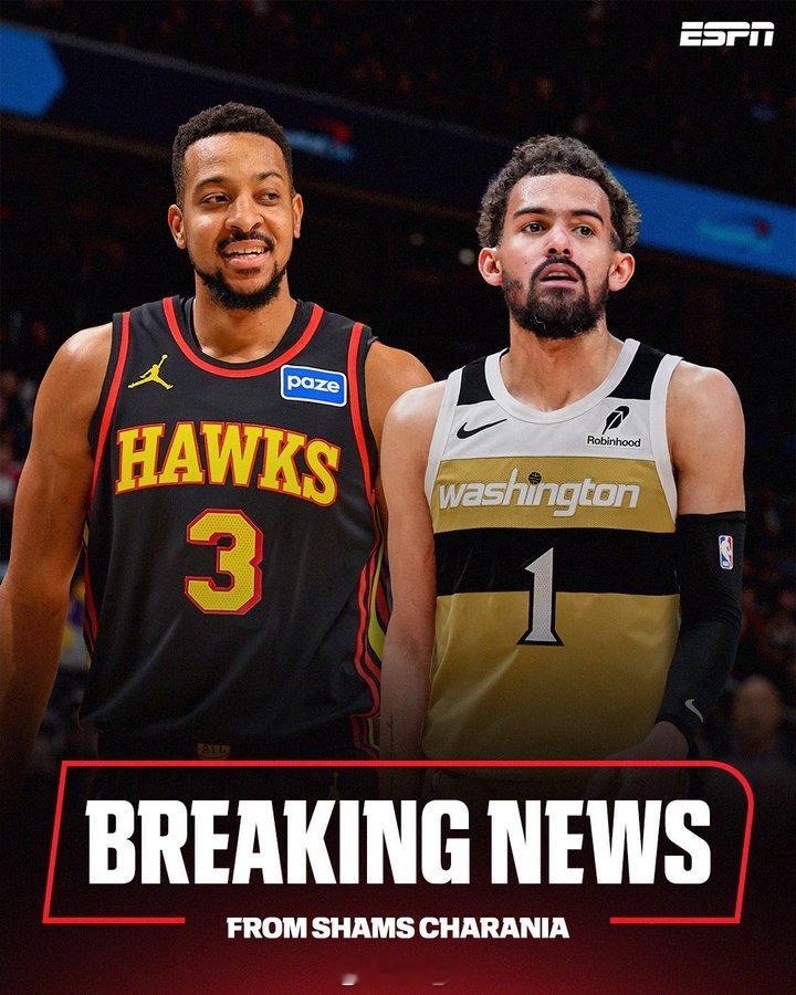 老鹰将过去多年的建队核心特雷-杨送往奇才，换回了CJ和基斯珀特。CJ缺席了今日比