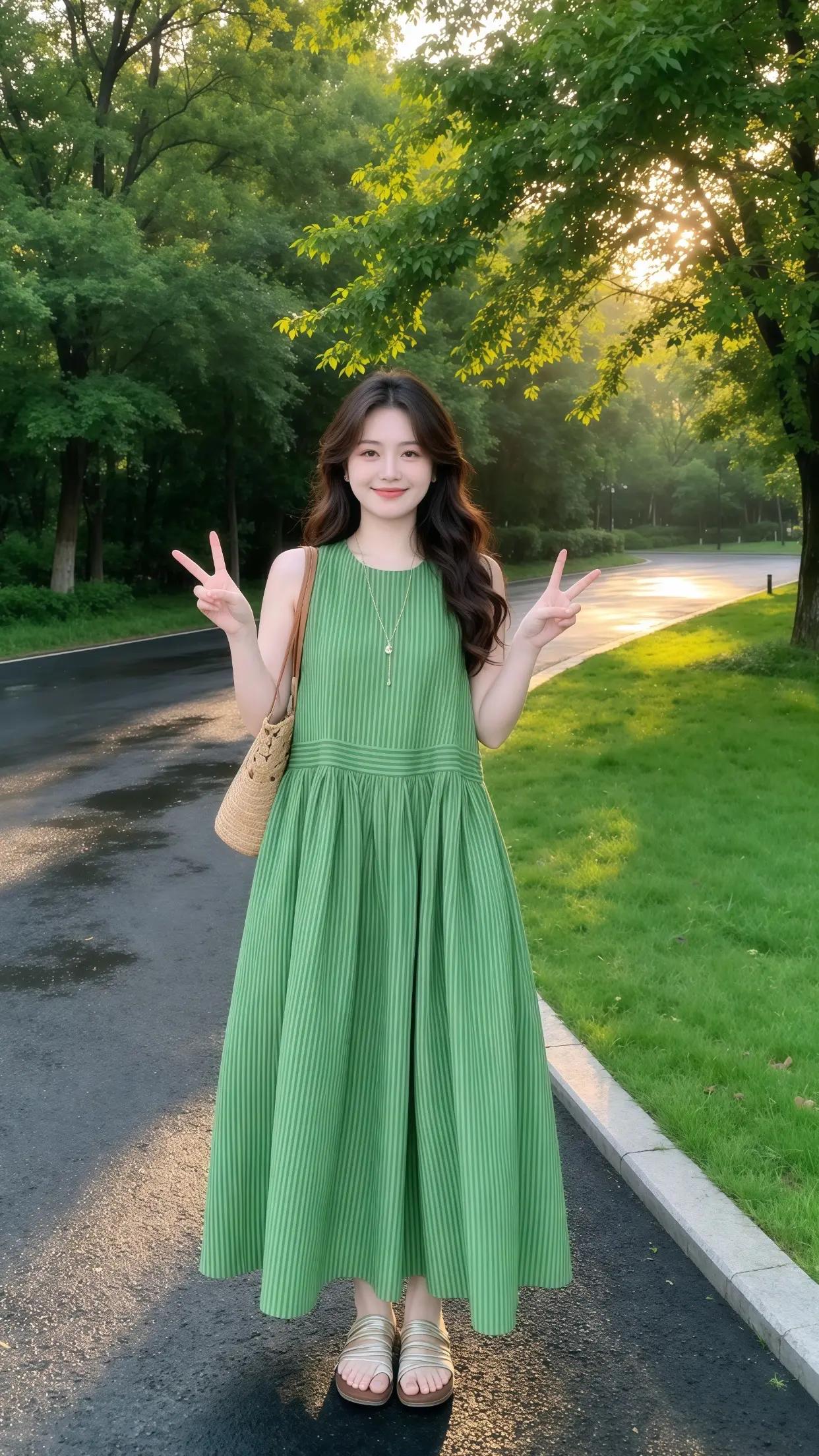 分享夏季韩系穿搭 女生不费力的夏季穿搭 大码连衣裙 出游穿搭 户外长裙穿搭