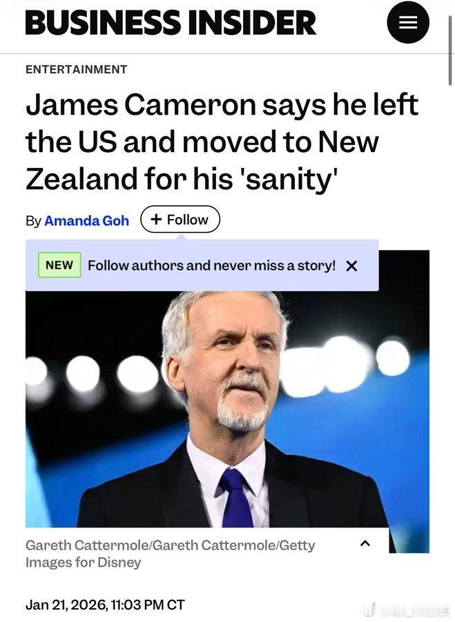詹姆斯·卡梅隆移民新西兰最近（2026年1月23日左右）接受Graham Ben