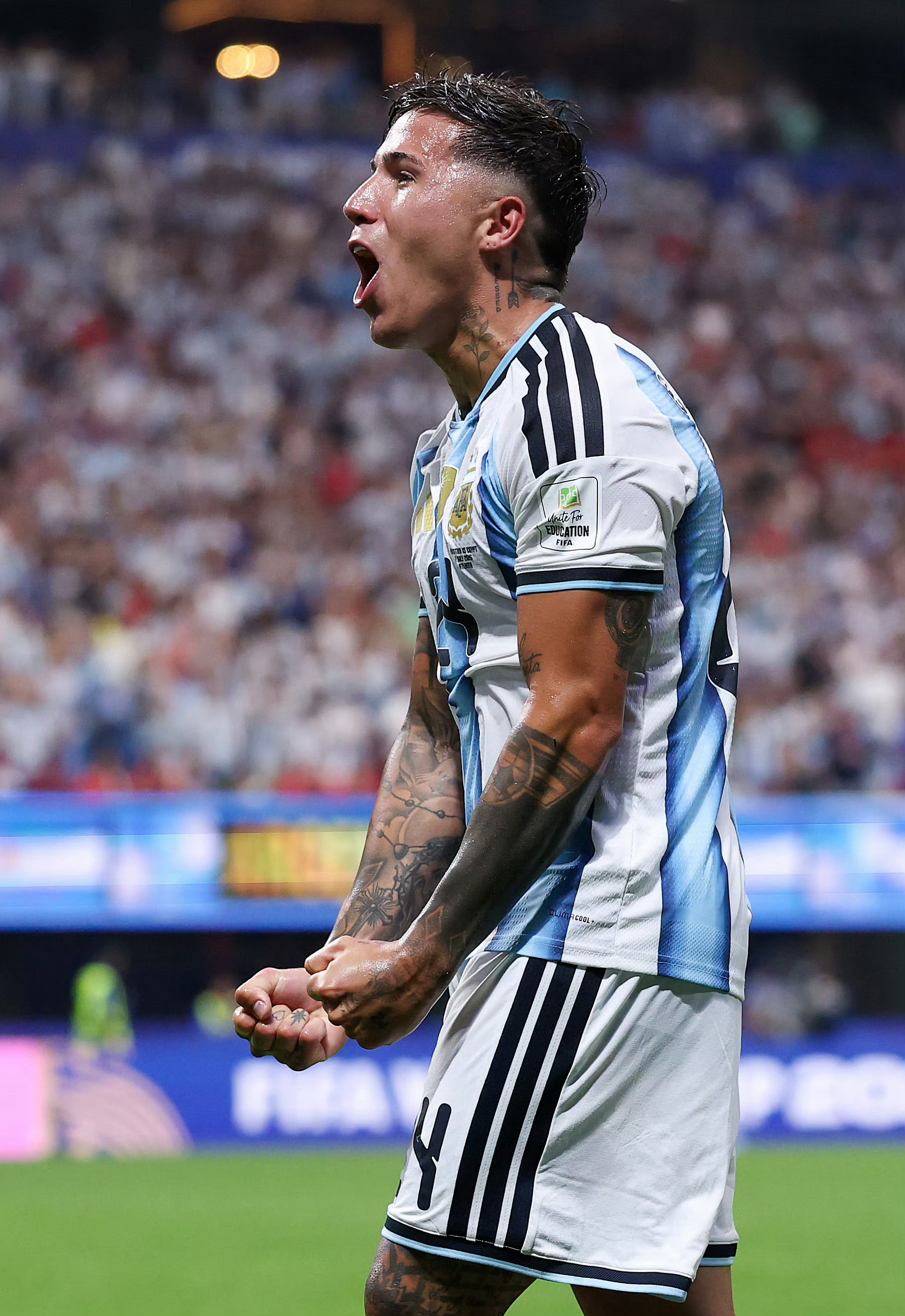 FIFA数据：在阿根廷3比2埃及 的比赛中，恩佐打入的绝杀球，正是世界杯第300