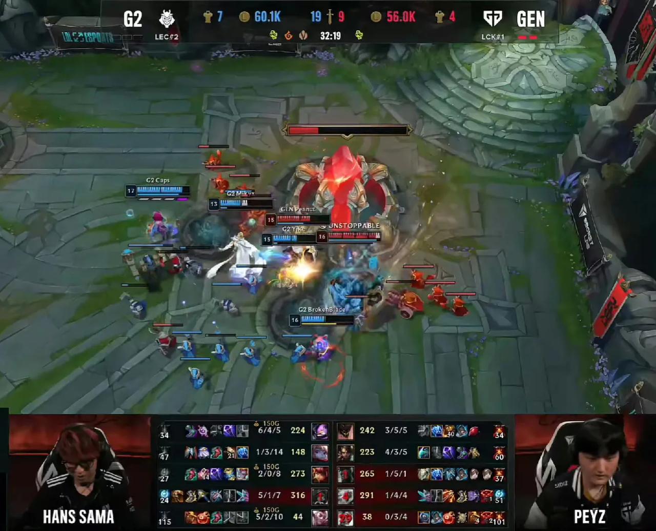 国际惯例3：1，汗，恭喜G2扳回一局

GEN这一小局超威的奎桑提十分钟没有补到