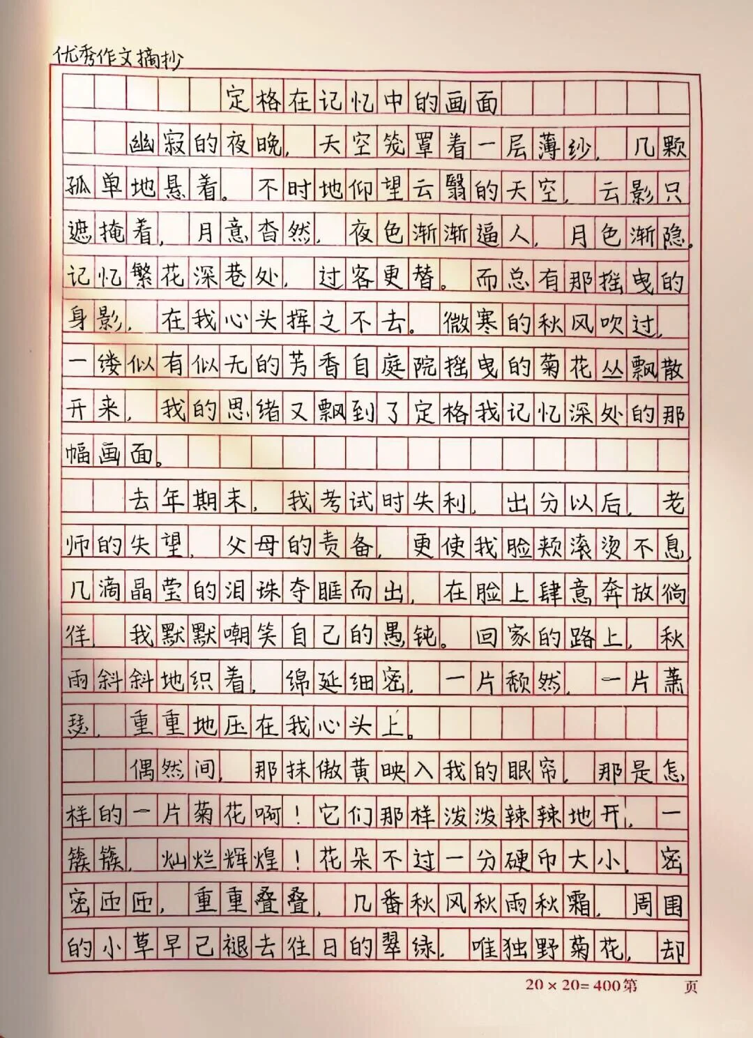 作文【定格在记忆中的画面】