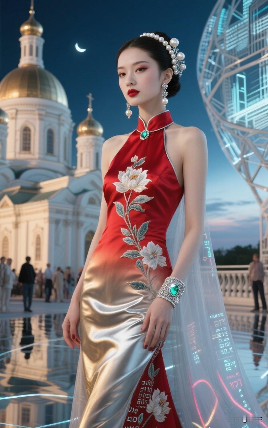 东方旗袍韵味与现代科技的完美融合，惊艳的时尚大片！时尚东方美人 东方时尚美学