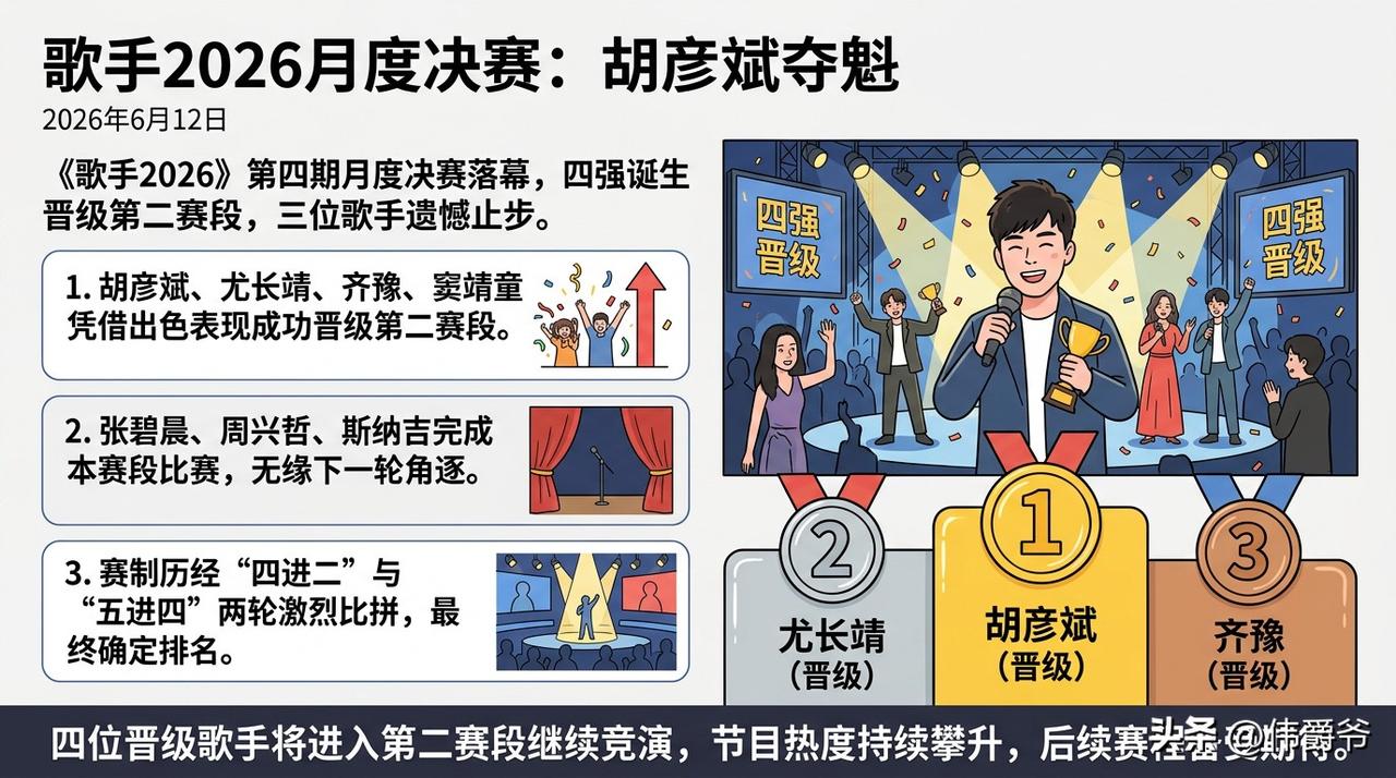 《歌手2026》第五期抢位赛排名已出炉，齐豫、胡彦斌、尤长靖、侯明昊率先晋级，艾