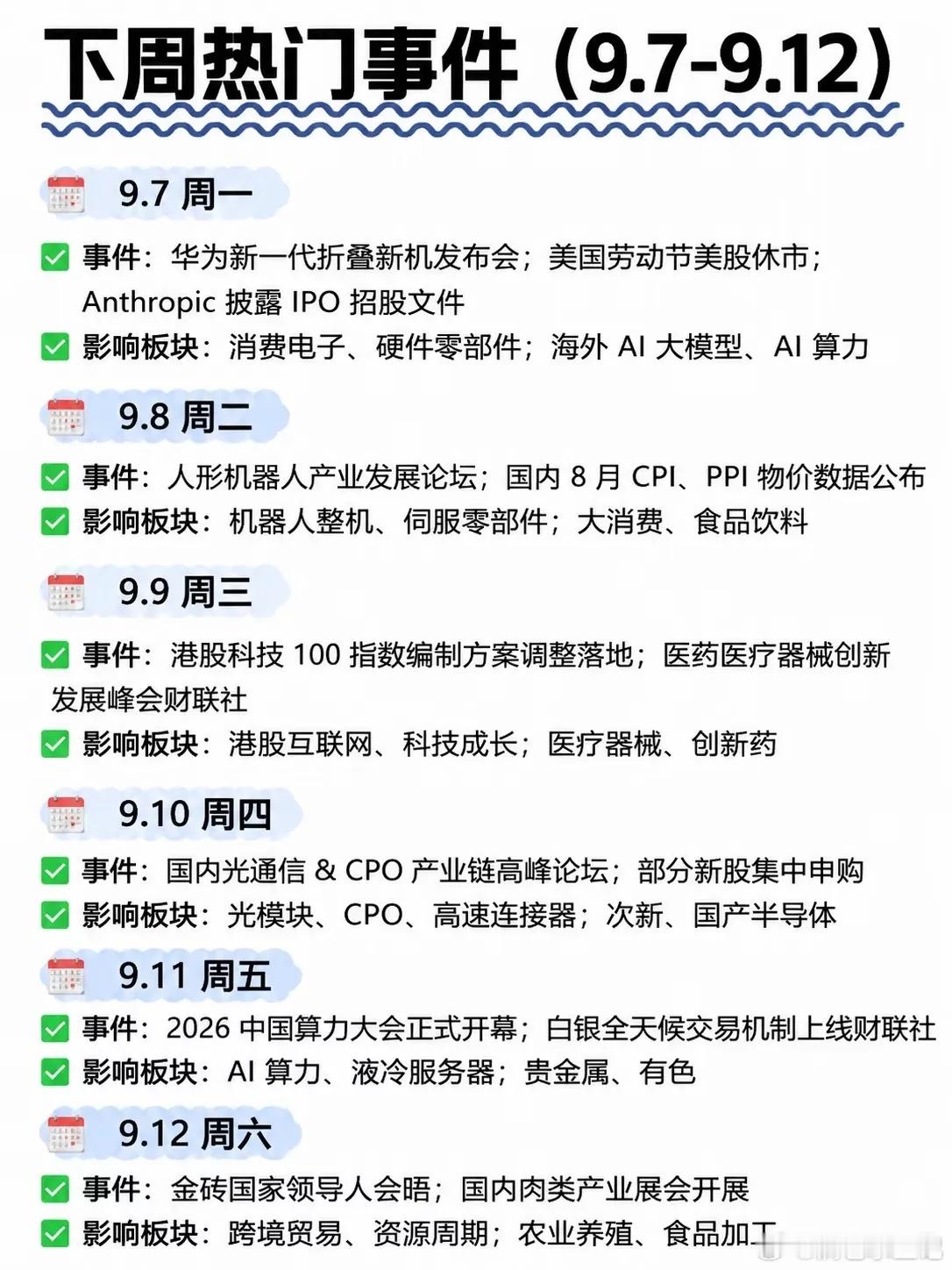 下周事件密集扎堆！多赛道迎来催化窗口，哪些方向值得重点留意市场永远是事件驱动的舞
