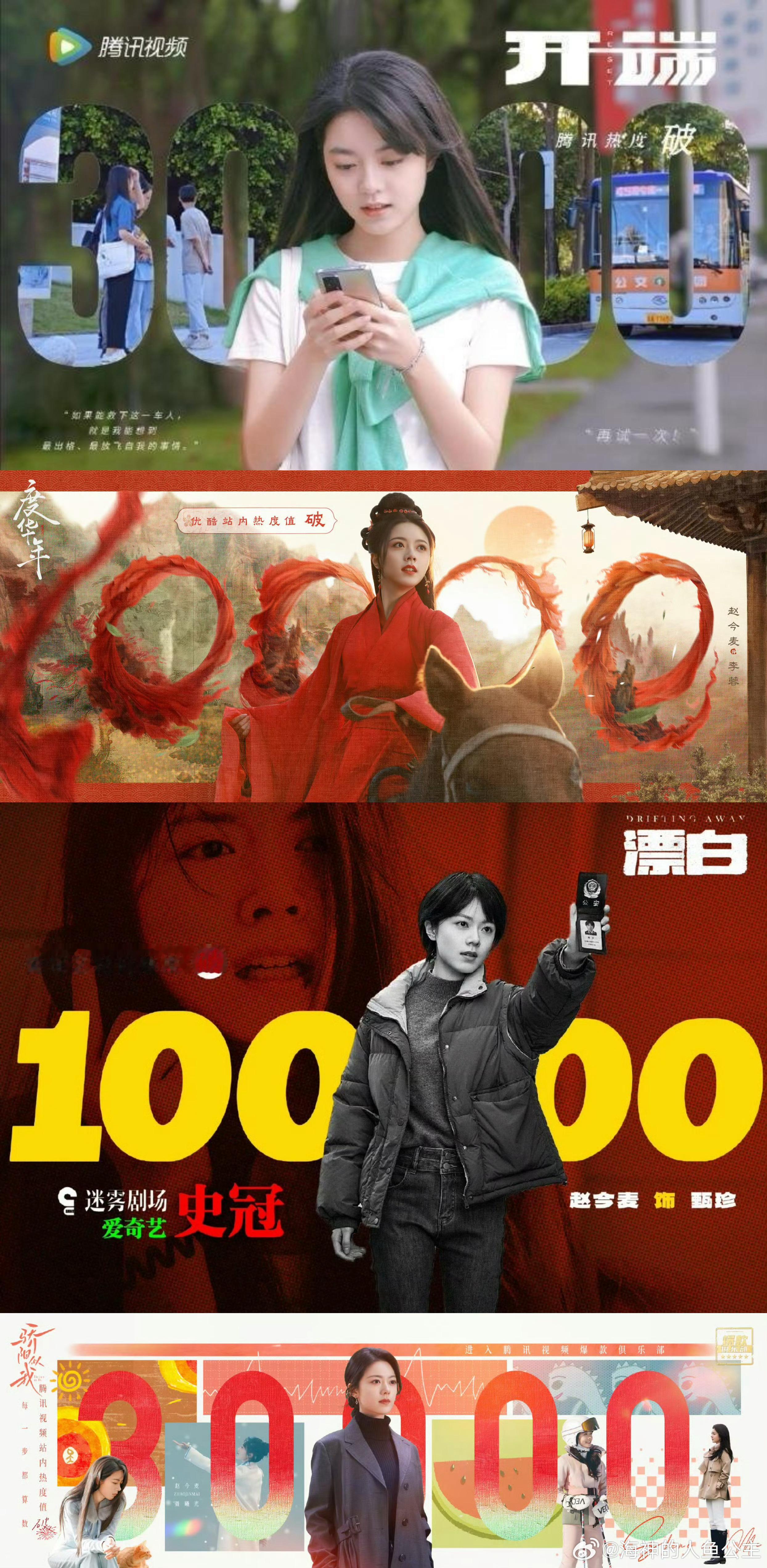 骄阳似我腾讯视频热度值破30000 赵今麦三平台四部破万女演员 赵今麦好牛啊 三