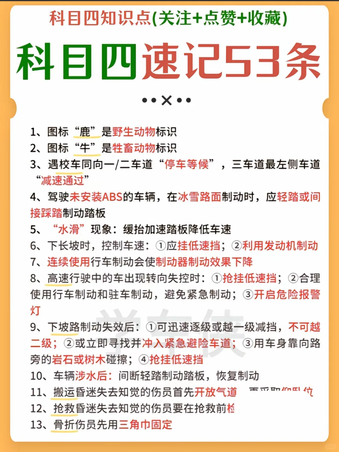 科目四速记53条‼️