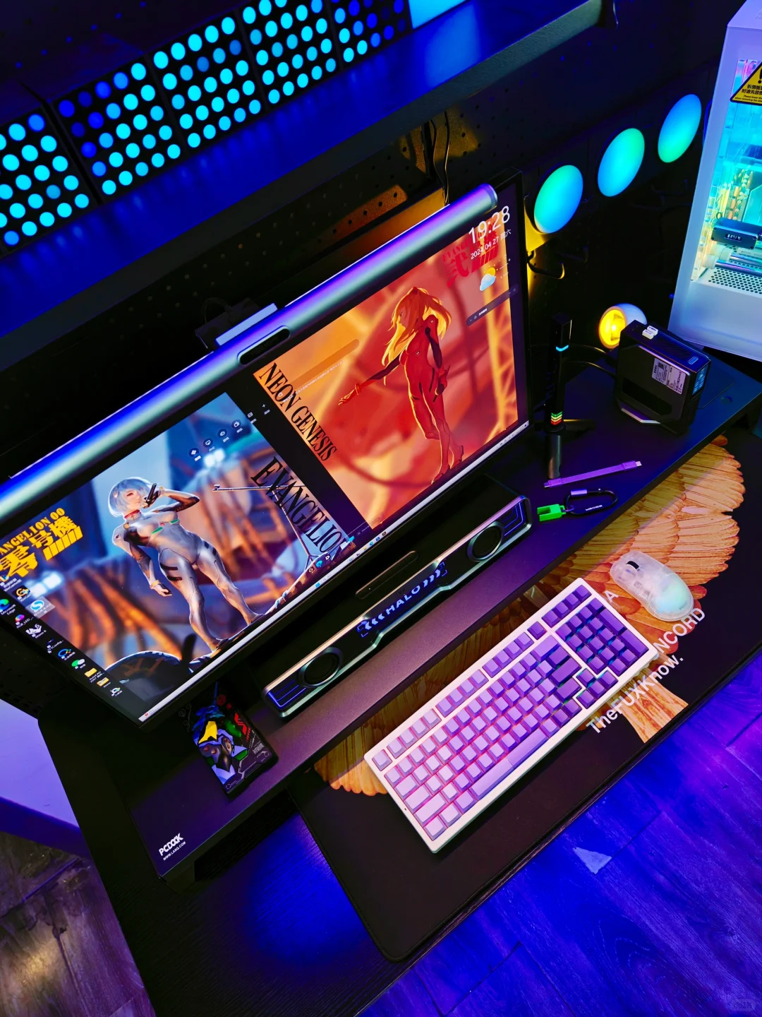EVA初号机主题电竞房💚💜｜高级氛围感桌搭🎮