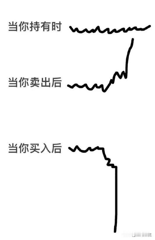 这是股票新手的必经之路；

当你你持有一直不涨；

当你卖出即刻大涨；

当你买