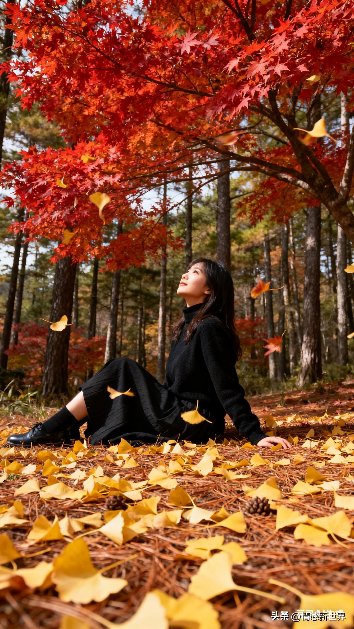 秋天落叶，美如画卷。秋天树叶照片 深秋落叶景 落叶氛围照片