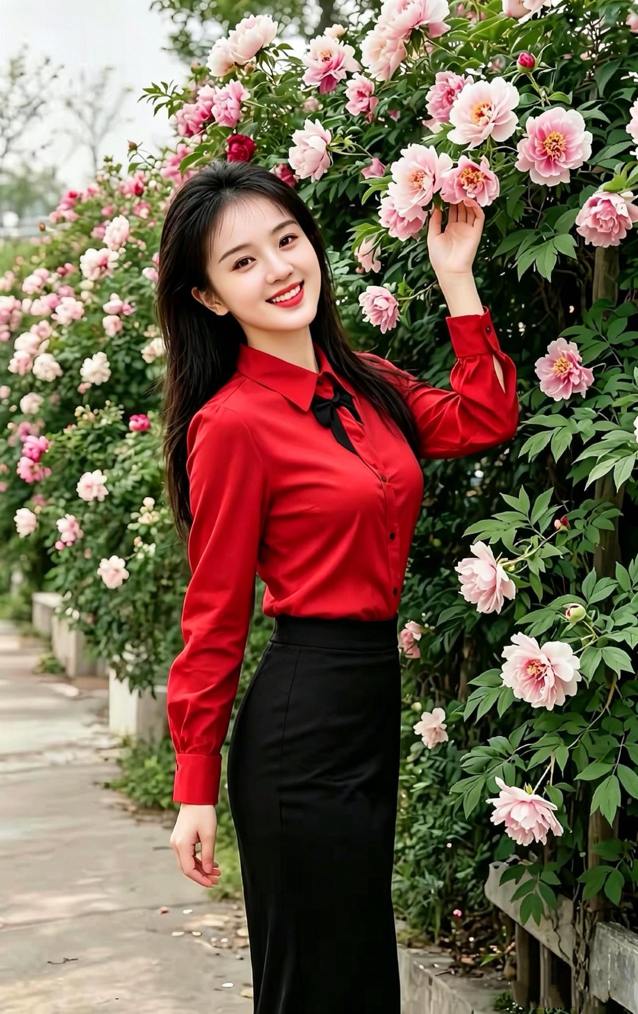 柔风绕径惹花香
柔风绕径惹花香，
粉朵凝光衬靓妆。
笑靥轻随春色绽，
纤手漫捻蕊