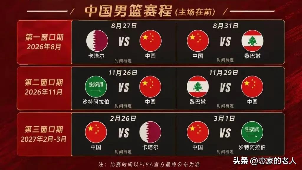 男篮第二窗口期，看似两场恶场，实际拿下一场，中国男篮从F组出线还不行，两场恶场就