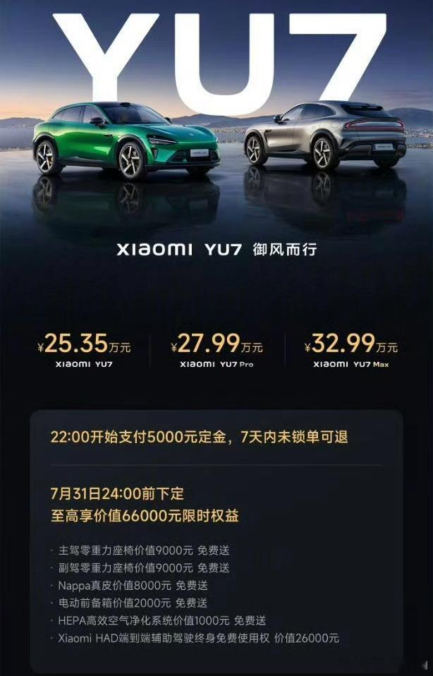 小米YU7发布，25.35万元起。雷军这个价格，定的如何？你们会买一台吗？[并不