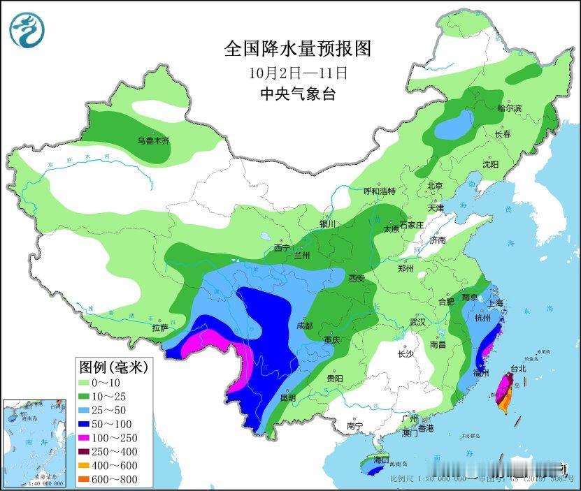根据中央气象台预报，未来十天我国西南地区阴雨偏多，台风山陀儿影响东南沿海，南方大