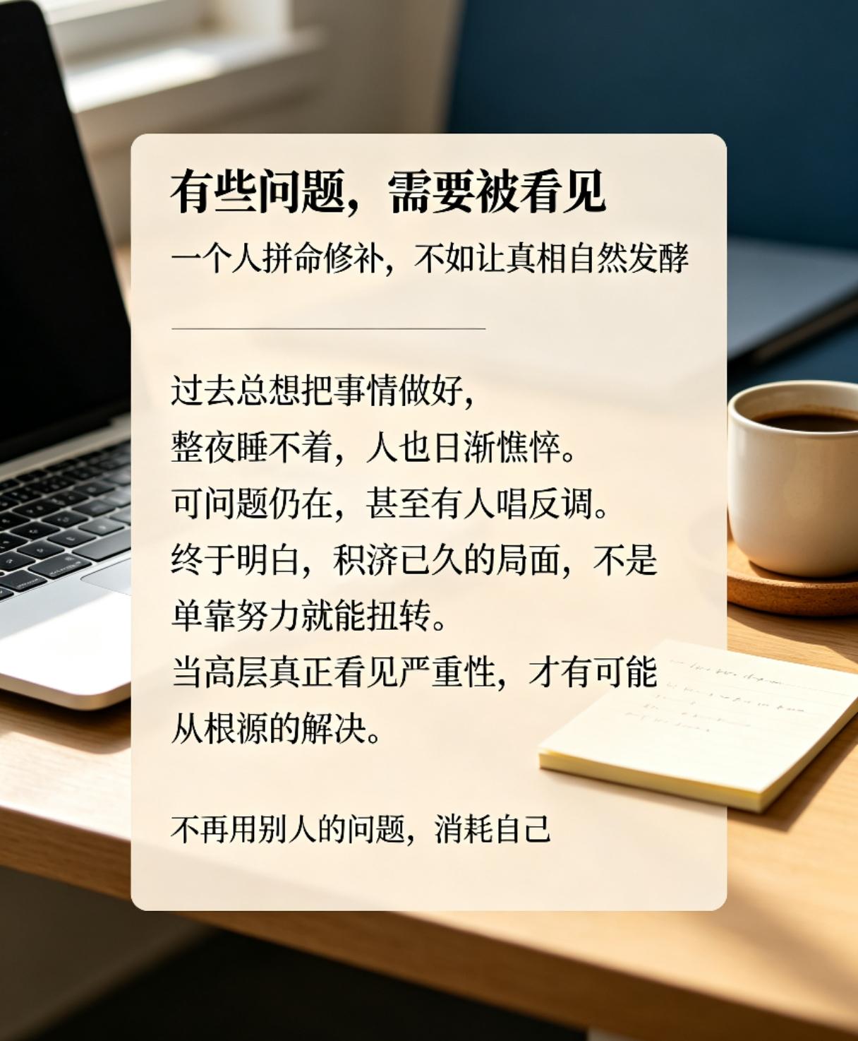 最近才算真正想明白，有些事情，真的不是靠一个人努力就能搞定。
以前拼命想把问题解