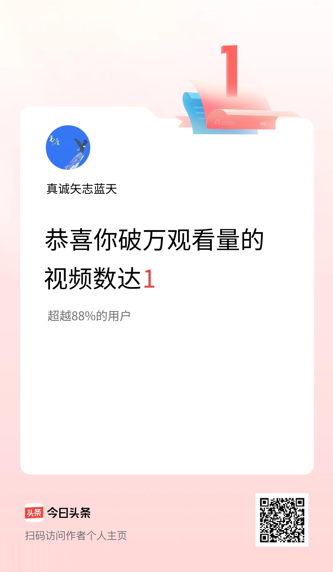 我在头条有1条视频播放量破万了！